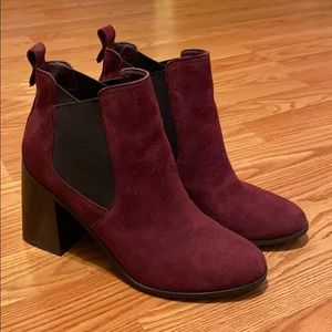 size 8 1/2 maroon suede booties